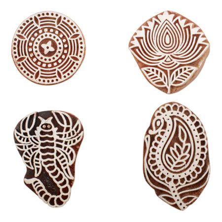 Set of 4 Piece New Mix Wooden Printing Block